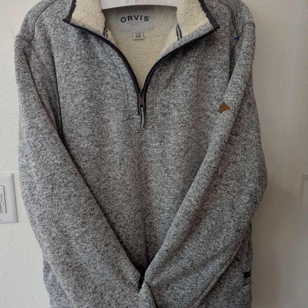 Orvis Classic Collection Pullover Size XL Fleece Sherpa Lined 1/4 Zip
